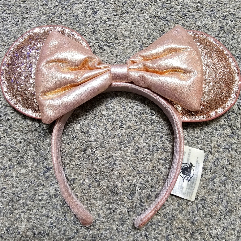 Disney Parks Briar Rose Gold Sequin Bow Glitter Minnie Ears Headband